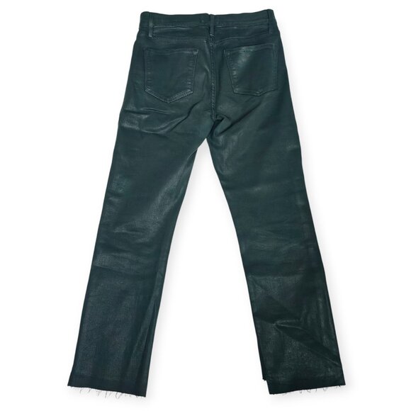 FRAME Le High Straight Coated Jeans Pine Green Denim Size 29 - Picture 2 of 10